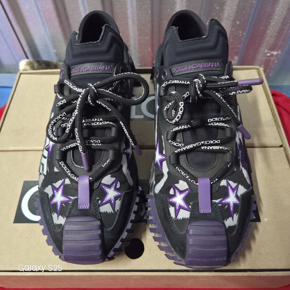 Dolce & Gabbana Black Sneakers with Purple Accents